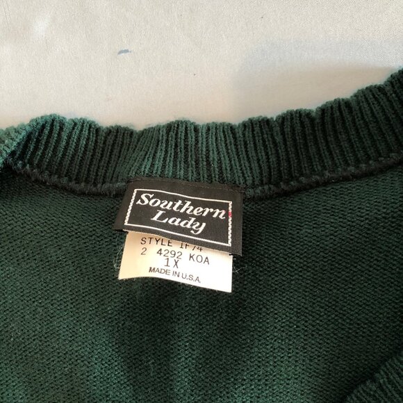 Southern Lady 1X Green Floral Sweater Vest 25" Underarm to Underarm - Picture 3 of 4